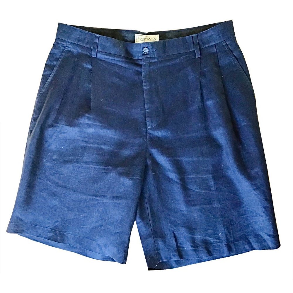 Portofolio Size 36 Navy Blue Linen Men’s Shorts